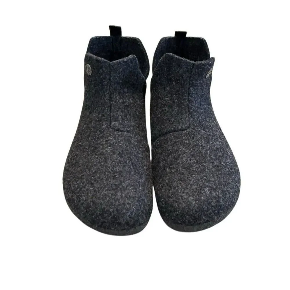 Birkenstock Andermatt Wool Felt Slipper Booties Gray L9 M7 EU 40 Shearling Lined - Picture 3 of 9